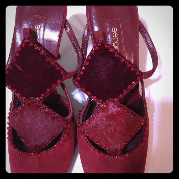 New Sergio Rossi Wine Suede/Velvet S 39 1/2 Mules - Picture 2 of 8